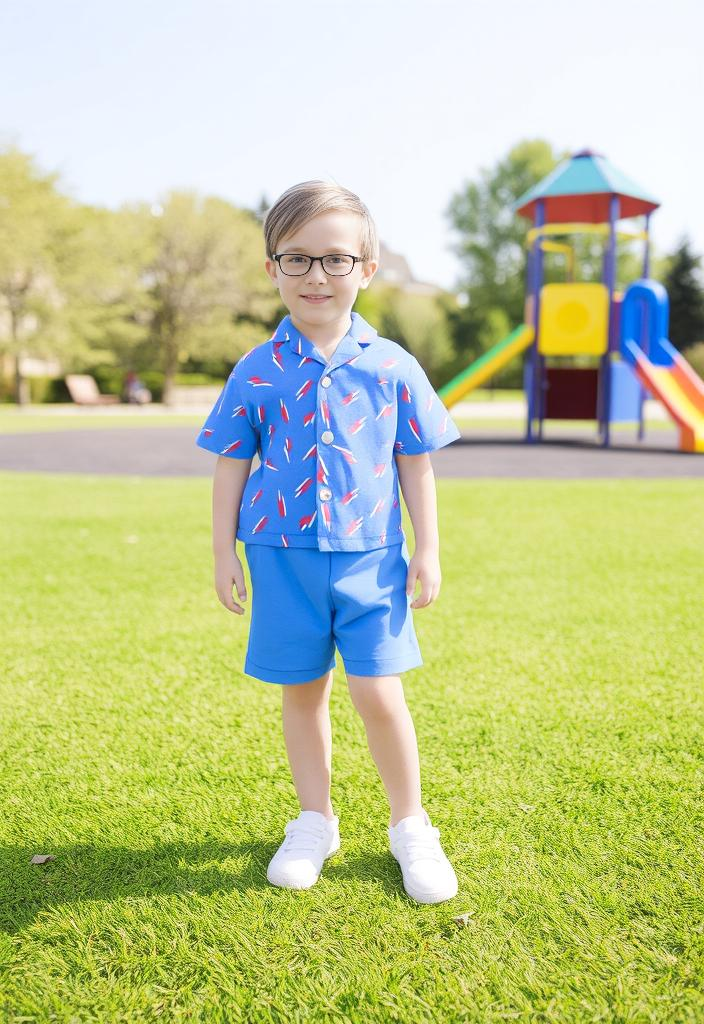Boys Cotton Two Piece Set - Blue