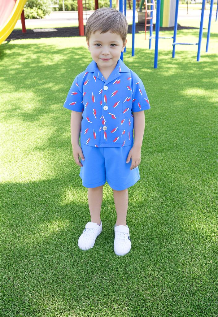 Boys Cotton Two Piece Set - Blue