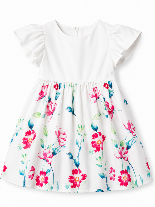 Floral Flutter Sleeve Dress
