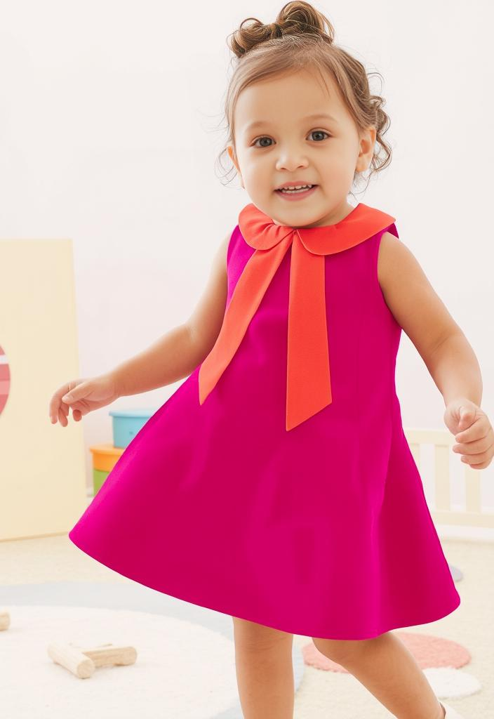 Girls Summer Dress - Pink and Orange