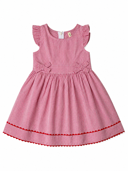 Red Pinstripe Bow Dress