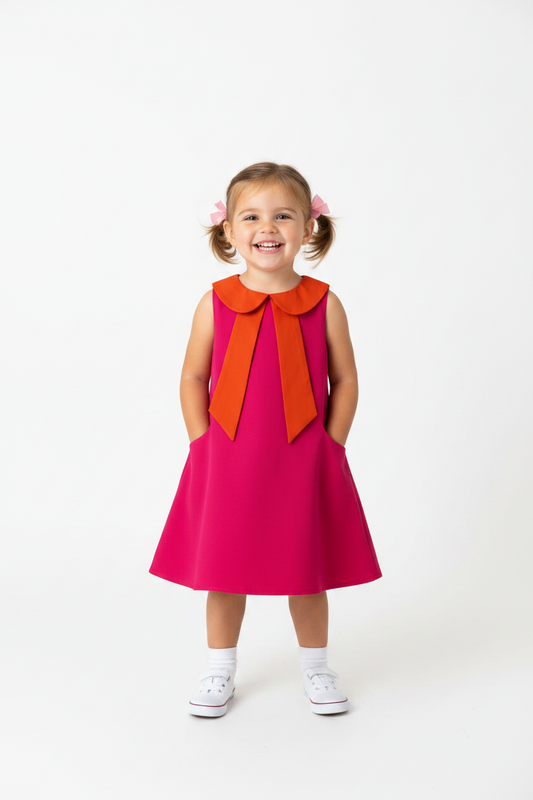 Girls Summer Dress - Pink and Orange