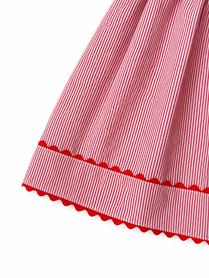 Red Pinstripe Bow Dress