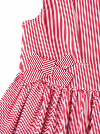 Red Pinstripe Bow Dress