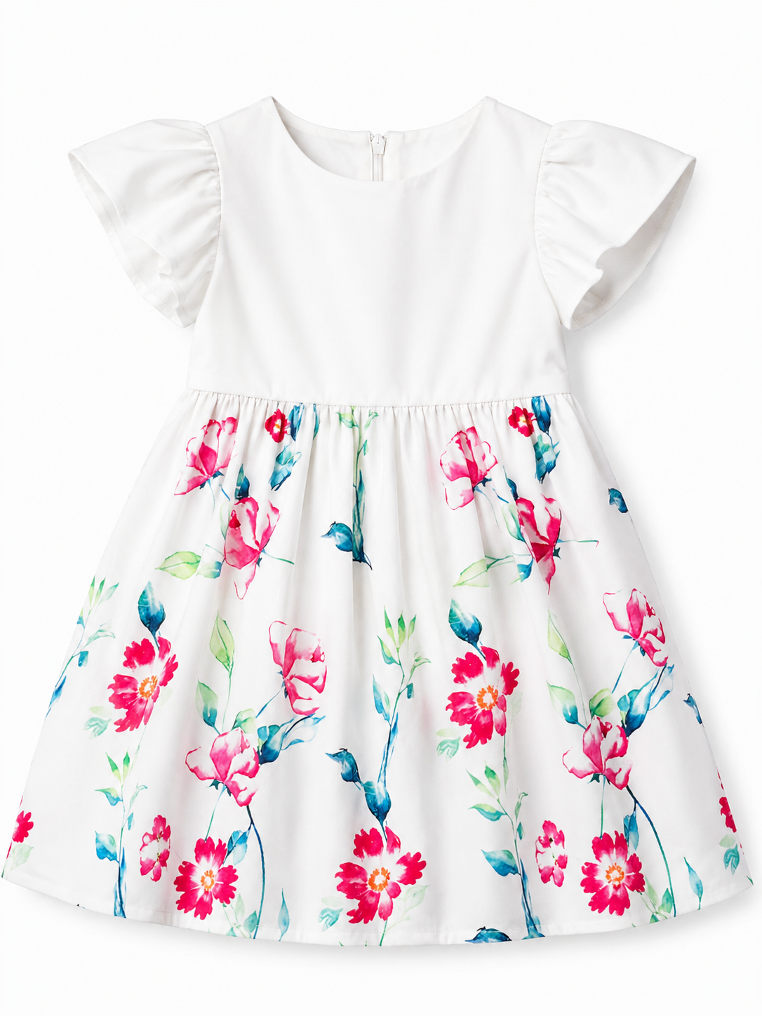 Floral Flutter Sleeve Dress