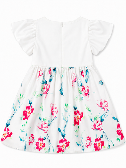Floral Flutter Sleeve Dress